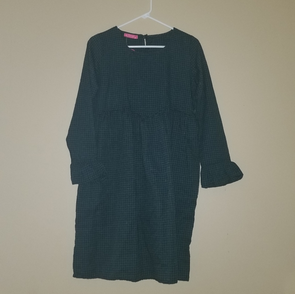Forest Green amd Black Gingham Dress